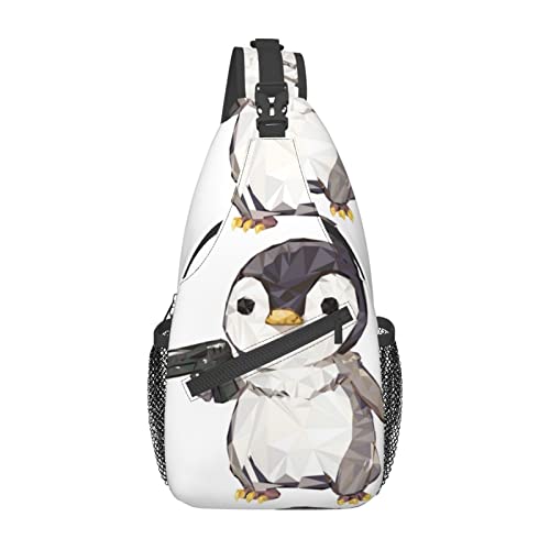 Penguin Casual Messenger Bag Herren Hüfttasche Brusttasche One Shoulder Sling Rucksack Reisen und Wandern, Schwarz, Einheitsgröße von PSVOD