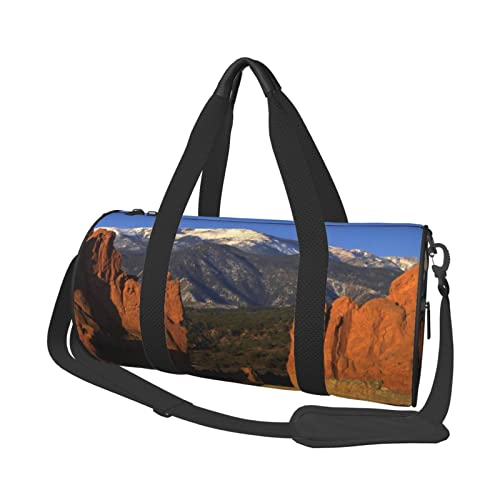 Pikes Peak Colorado Sporttasche mit Schuhfach, wasserdicht, Reisetasche für Herren und Damen, mit verstellbarem Riemen, Schwarz, One Size von PSVOD