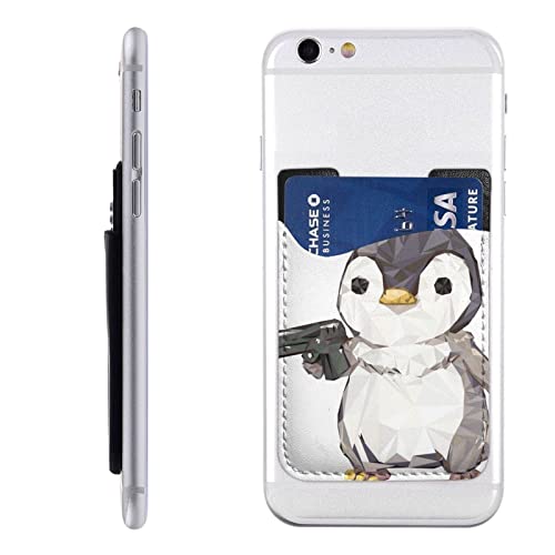 Pinguin-Handy-Kartenhalter, PU-Leder, Kreditkarten-Ausweis-Tasche, 3 m, selbstklebende Hüllen für alle Smartphones, Weiss/opulenter Garten, Einheitsgröße von PSVOD