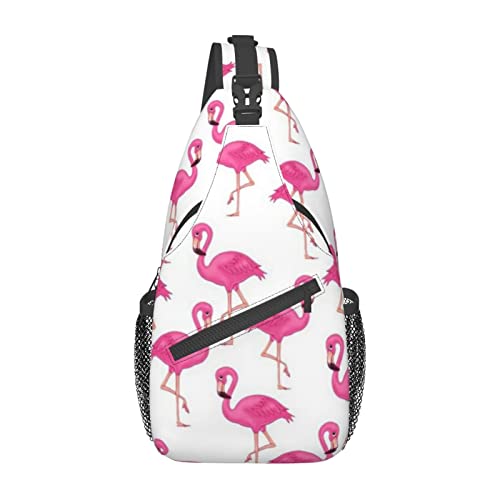 Pink Flamingo Casual Messenger Bag, Herren Hüfttasche Brusttasche One Shoulder Sling Rucksack Reisen und Wandern, Schwarz, Einheitsgröße von PSVOD