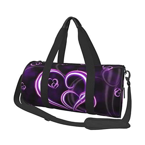 Purple Love Sport-Turnbeutel mit Schuhfach, wasserdicht, Reisetasche für Herren und Damen, mit verstellbarem Riemen, Schwarz, One Size von PSVOD