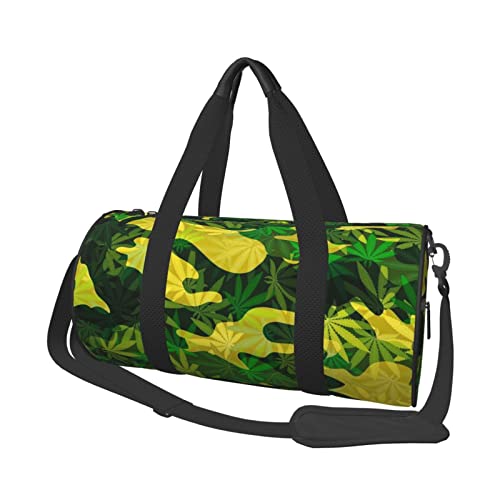 Rainforest Leaf Camouflage Sporttasche mit Schuhfach, wasserdicht, Reisetasche für Männer und Frauen, mit verstellbarem Riemen, Schwarz, One Size von PSVOD