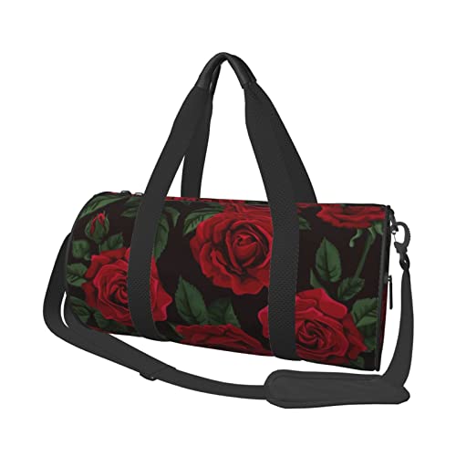 Red Rose Sport-Turnbeutel mit Schuhfach, wasserdicht, Reisetasche für Herren und Damen, mit verstellbarem Riemen, Schwarz, One Size von PSVOD