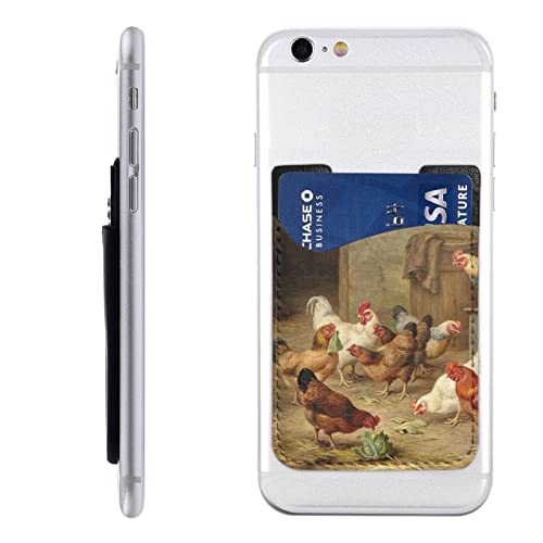 Roast Chicken Hen Farm Handy Kartenhalter PU-Leder Kreditkartenhülle Ausweishülle 3m Klebehülle für alle Smartphones, Weiss/opulenter Garten, Einheitsgröße von PSVOD