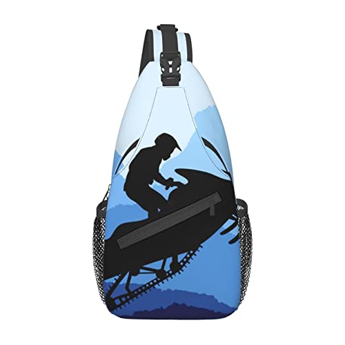 Snowmobile Casual Messenger Bag Herren Hüfttasche Brusttasche One Shoulder Sling Rucksack Reisen Wandern, Schwarz, Einheitsgröße von PSVOD