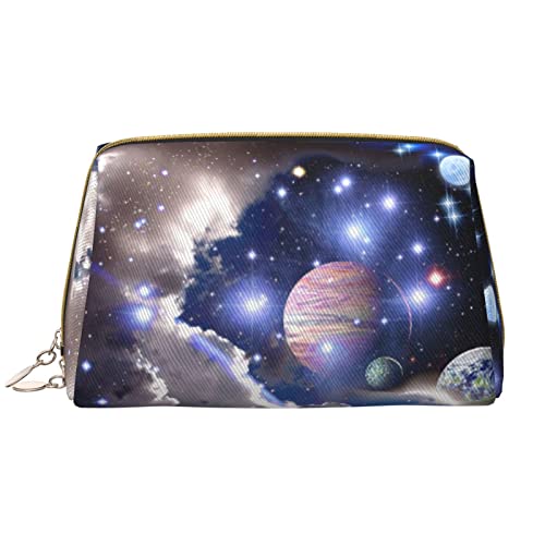 Space Planet Leder Kosmetiktasche, Reise Reißverschluss Kosmetiktasche, tragbare Kosmetiktasche für Frauen und Mädchen, Weiss/opulenter Garten, Einheitsgröße von PSVOD