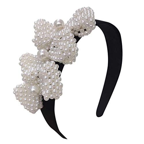 Stirnbänder for Frauen, Perlen-Stirnbänder – Twisted Faux Pearl Velvet Stirnband, elegante Bling-Haarspange, Haarnadeln, Kopfbedeckung silber von PSVOD