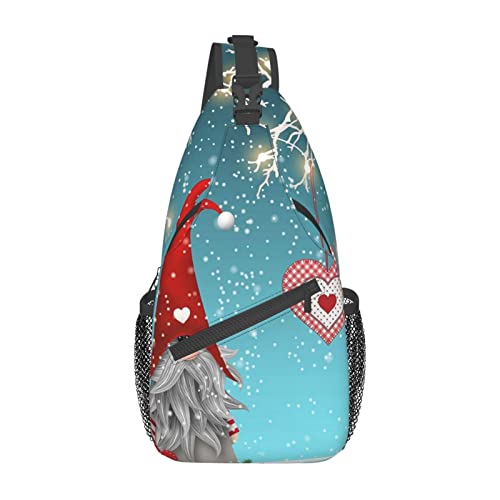 Traditionelle Weihnachtswichtel, lässige Kuriertasche, Herren-Hüfttasche, Brusttasche, One Shoulder Sling Rucksack, Reisen und Wandern, Schwarz, Einheitsgröße von PSVOD