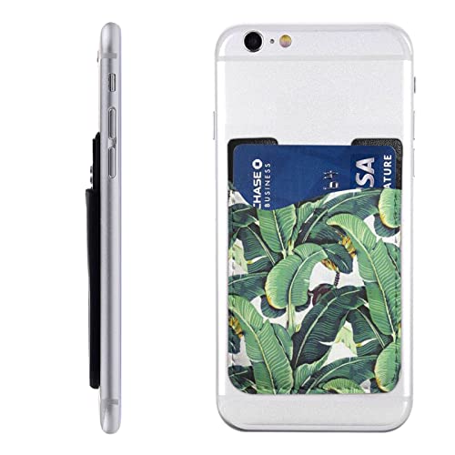 Tropical Banana Palm Leaves Handy-Kartenhalter, PU-Leder, Kreditkarten-Ausweis-Tasche, 3 m selbstklebende Hüllen für alle Smartphones, Weiss/opulenter Garten, Einheitsgröße von PSVOD