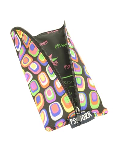 PSYWORK Schwarzlicht Stifttasche Etui Neon Neon Retro UV-aktiv fluoreszierend Federmappe von PSYWORK