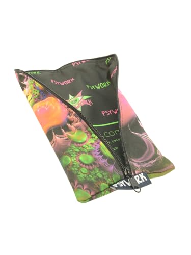 PSYWORK Schwarzlicht Stifttasche Etui Neon PSY Landscape UV-aktiv fluoreszierend Federmappe von PSYWORK