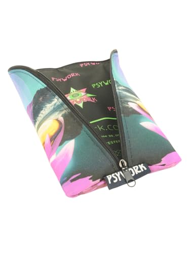 PSYWORK Schwarzlicht Stifttasche Etui Neon Sacred Lotus Buddha UV-aktiv fluoreszierend Federmappe von PSYWORK