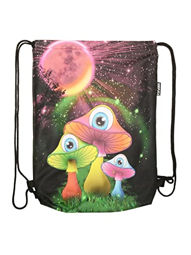 PSYWORK Schwarzlicht Turnbeutel Rucksack Neon Redmoon Mushroom UV-aktiv von PSYWORK