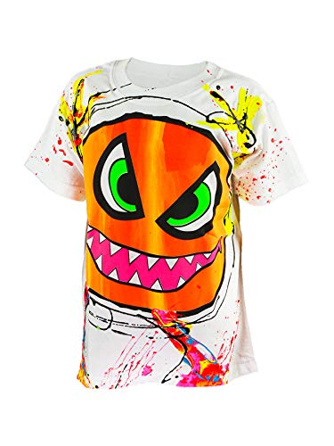 Schwarzlicht Kids T-Shirt Neon Splat Monster ORANGE, Alter 3-4 von PSYWORK