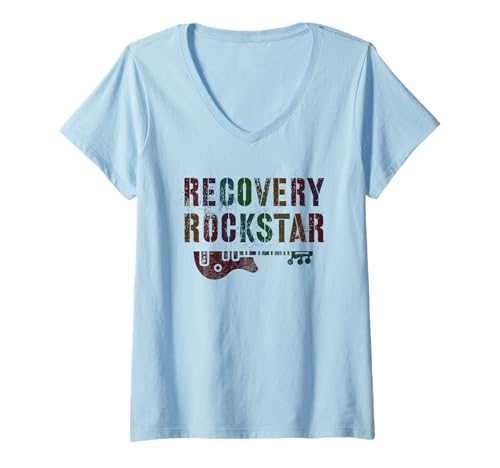 Damen Süßer Recovery Rockstar Sober Clean Living AA NA Hope Award T-Shirt mit V-Ausschnitt von PT OT PTA Family One Year Sobriety Therapy Support