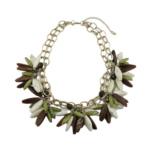 Bohemia Geschichtete Halskette Vintage Mehrschichtige Gemischte Farbe Diamant Perlen Anhänger Halskette Afrikanische Halskette Kette Halsband für Frauen Damen, Acryl von PTATT
