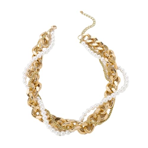 Damen-Perlen-Halskette, leicht, luxuriös, Metall-Stil, stapelbare Halskette, Premium-Halskette, Party-Schmuck, Metall Damen-Perlen-Halskette, leicht, luxuriös, Metall-Stil, stapelbare Halskette, Premium-Halskette, Party-Schmuck, Metall von PTATT