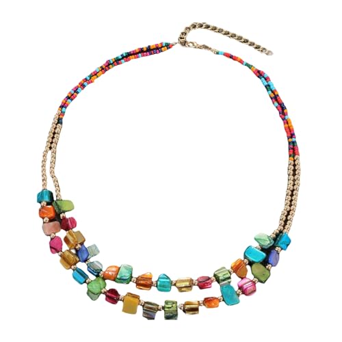 Halskette im Ethno-Stil, Muschelperlen, Bohemia, bunt, mehrlagig, Strandmuschel-Halskette, Kostüm, Schmuck, Geschenke für Frauen, Metall Halskette im Ethno-Stil, Muschelperlen, Bohemia, bunt, mehrlagig, Strandmuschel-Halskette, Kostüm, Schmuck, Geschenke für Frauen, Metall von PTATT