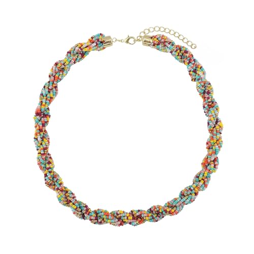 Kurze Halskette mit geflochtenen Perlen im Boho-Stil für Damen und Mädchen, Metall von PTATT