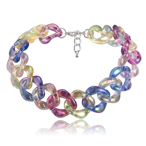 Punk übertriebene bunte Acrylkette Halskette für Frauen Mode Schlüsselbein Kette Halskette handgefertigt Schlüsselbein Kette Halsband, Acryl von PTATT