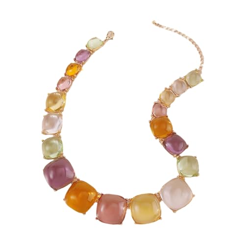 Übertriebene bunte geometrische Harzhalskette Schlüsselbeinkette Schmuck Frauen Party, Metall Übertriebene bunte geometrische Harzhalskette Schlüsselbeinkette Schmuck Frauen Party, Metall von PTATT