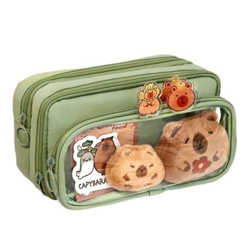 PTDIUNMG Generisches Capybara Stationary Set für Kinder, Capybara School Supplies Set, Capybara Stifteetui, großes Öffnungsset, niedliches Federmäppchen, Capybara Stationery Set für Schule, grün von PTDIUNMG
