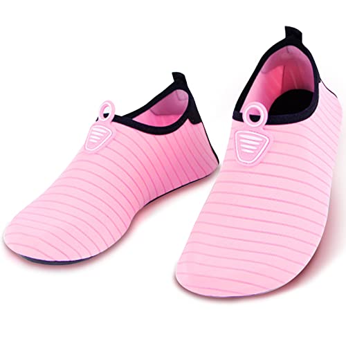 PTHTECHUS Aquaschuhe Herren Frauen, Strand Schuhe Sommer Schwimmschuhe Barfussschuhe, Schnelltrocknend Atmungsaktive rutschfeste Wasserschuhe, Aqua Schuhe Surfen Bootfahren Yoga,Rosa,38-39 von PTHTECHUS