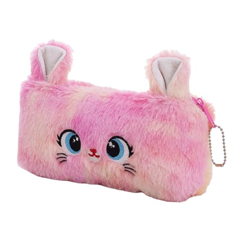 PTILSERY Plüsch-Federmäppchen, Schreibwaren-Tasche, Cartoon-Katzen-Federmäppchen, großes Fassungsvermögen, Schreibtisch-Organizer, Schulbedarf von PTILSERY