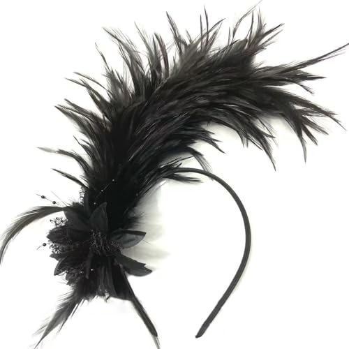 PTILSERY Stirnband 1920er Jahre Gefiederter Fascinator Party Kopfbedeckung Kopfbedeckung Haarschmuck für Frauen Halloween Karneval, Wie beschrieben von PTILSERY