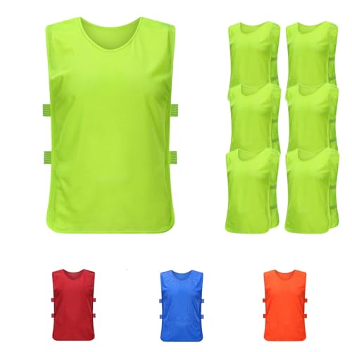 PTJJXA 6 Stück Leibchen Fußball Set, Sport Trikot Leibche 62x65 cm, Atmungsaktiv mit Mesh Trainingsleibchen Erwachsene xl Geeignet für 170-200cm Höhe Herren Damen, Basketball Trainingsweste (Grün) von PTJJXA