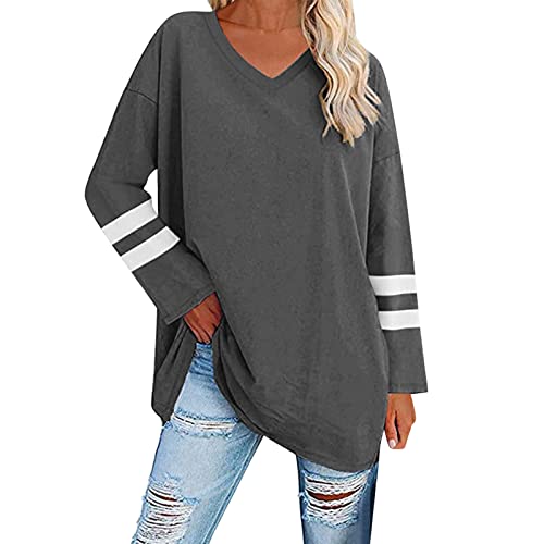 Damen Sommer T Shirt Mode FüR Teenager MäDchen Damen Tunika Kleid Langarm Freizeit Oberteil Rundhals Lange Shirts Bluse Top Blusen Tuniken Langarmshirts T-Shirts Tops von PTLLEND