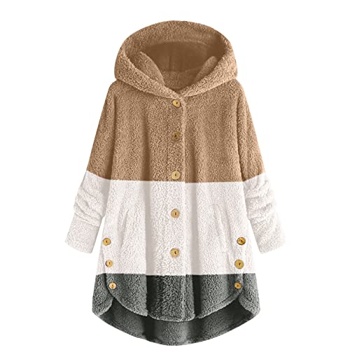 Generic Teddy Jacken für Damen Plüschjacke Damen Teddy Weste Lang Winterjacke Ärmellos Cardigan mit Kapuze Herbst Winter Warm Teddyweste Plüsch Mantel Elegance Freizeit Damenwesten von PTLLEND