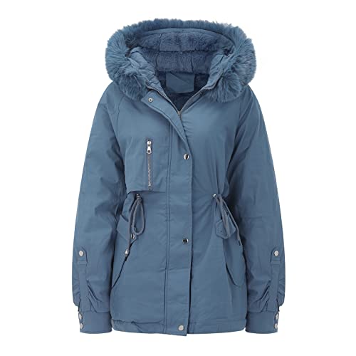 PTLLEND Damen Daunenjacke/Damenmantel/Parka - schicke Fleecejacke für den Winter, lange Damenjacke von PTLLEND