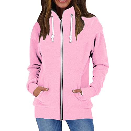 PTLLEND Damen Hoodie Farbblock Kapuzenpullover Casual Pullover Sweatshirt Gestreifte Langarmshirt Kordelzug Oberteile mit Taschen von PTLLEND