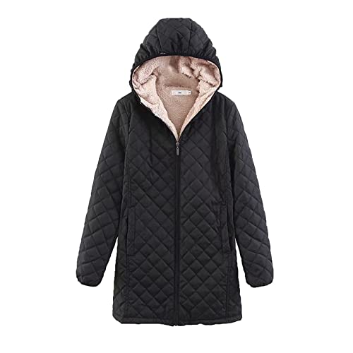 PTLLEND Damen Jacke Winterparka Warme Mantel Gefüttert Winterjacke Wintermantel Fleecemantel Damen Damen Mantel Winter Kurz Damen Mantel Lang Schwarz für Bankettpartys/Arbeit von PTLLEND