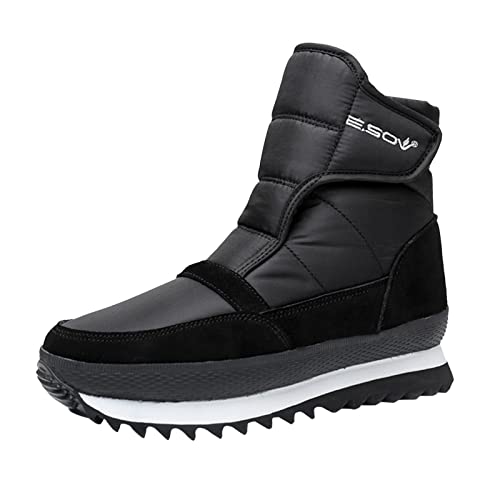 PTLLEND Damen Schuhe Wasserdicht 39 Damen warm gefütterte Stiefeletten Schuhe Flache Outdoor Stiefeletten Gr. 37 Mädchen (Black, 40) von PTLLEND