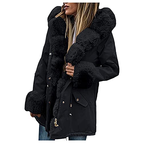 PTLLEND Frühling Reißverschluss Langarmtasche Filzmantel Damen verdickter Mantel Freizeit künstlerischer Tierdruck warmer trendiger Winter-Fleece gefütterter Damen Mantel Mit Schalkragen von PTLLEND