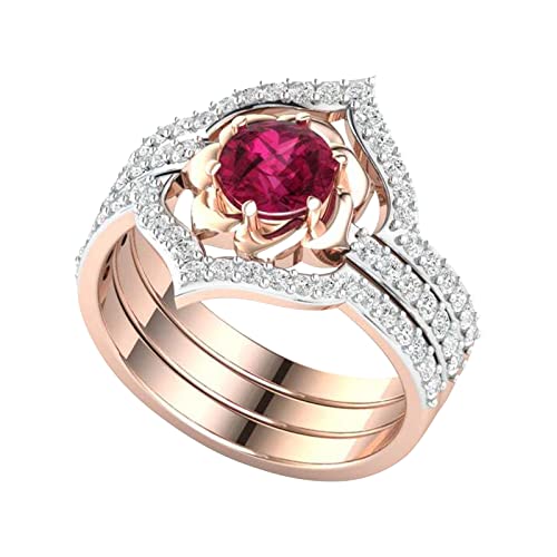 PTLLEND Leeres eingelegter Strass weiblicher Ring beliebter Edelstein vorzüglicher Ring einfache Modeschmuck Ringen Set (C, 7) von PTLLEND