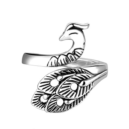 PTLLEND O Ringe Kfz Pfau Verstellbarer Ring Wachssiegel Ringe (Silver, One Size) von PTLLEND