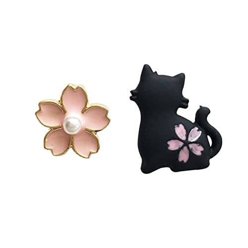PTLLEND Ohrringe Kauri Muschel asymmetrische Katzen-Ohrstecker Mode-Ohrringe Mädchen-Ohrringe Ohrringe Mit Bernstein (Black, One Size) von PTLLEND