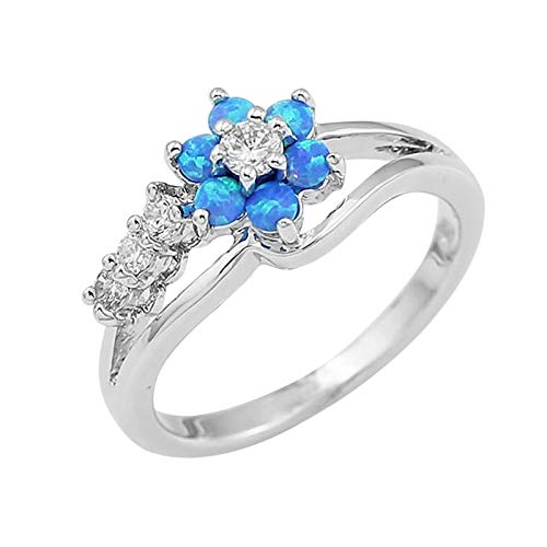 PTLLEND Ringelblumentinktur Ring Opal Jeweled Size610 Memorial Modische Ringe Designer Ringe Damen Silber (Blue, 8) von PTLLEND