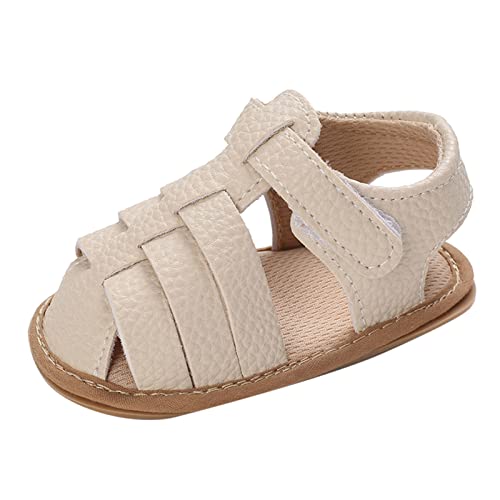 PTLLEND Sandalen Jungen 26 Frühling und Sommer Kinder Baby Kleinkind Schuhe Jungen und Mädchen Sandalen Runde Zehe flacher Boden leichte Hakenschlaufe einfarbig römischer Stil Baby Sandalen Jungen 24 von PTLLEND