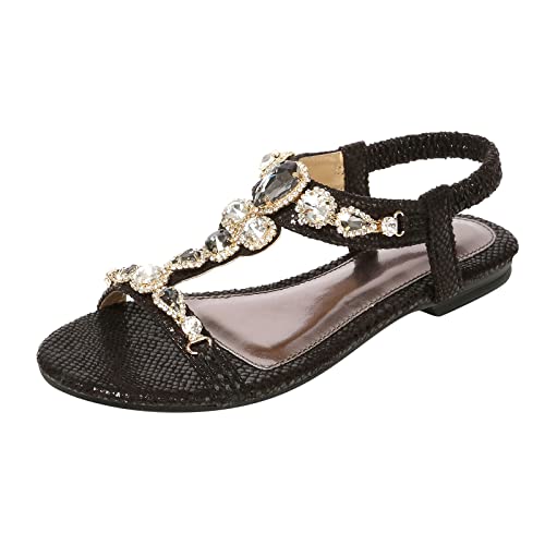 PTLLEND Schuhe Overknees Damen Sommer Wedges Damen Sandalen Flops Schnalle Sandalen Schuhe Flip Mode Schuhe für Damen Strap Damen Sandalen Damenschuhe Schwarz Absatz von PTLLEND