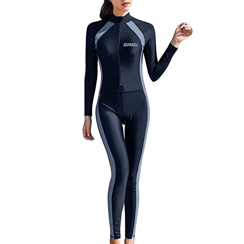 PTLLEND Schwimmanzug Damen Lang Sport-Badeanzug für Damen, langärmelige Hose, schmaler Badeanzug Badeanzug Damen Bauchweg 46 von PTLLEND