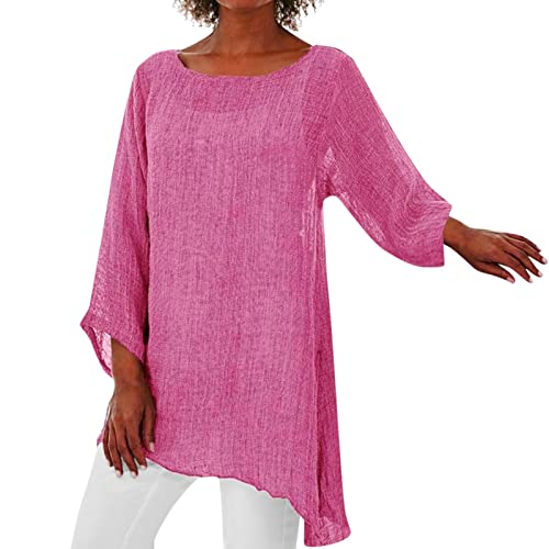 PTLLEND Sommer Oberteile Damen Sexy Shirt Tops Blusen Kleid Damen Tunika Pink Bluse Mit Schleife Oberteile for Damen Hemdbluse Creme Spaghetti Tops Weiß Blusen Mit Blumenmuster Tunika Mit Hose Fest von PTLLEND