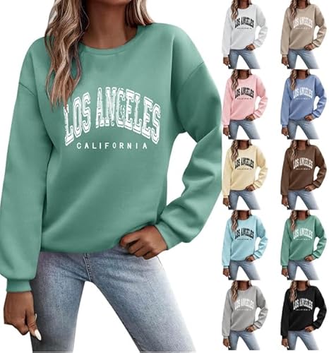 PTLLEND Sweatshirt mit grafischem Aufdruck, O-Ausschnitt, Rundhals-Pullover, Oberteil, lässig, langärmelig, Trainingshemd, lockere Bluse Paar Hoodie Für Zwei (Green-C, M) von PTLLEND