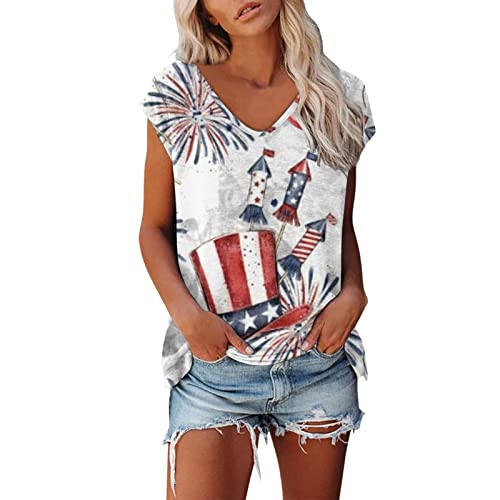 PTLLEND Tshirt Damen V Ausschnitt Mit Aufdruck Damen T-Shirt Sommer Ärmellos Oberteile Casual Lose Rundhals Tshirt Basic Einfarbig Shirts Tops LäSsige Oberteile Damen Oversize Blusen Tuniken Langarm von PTLLEND