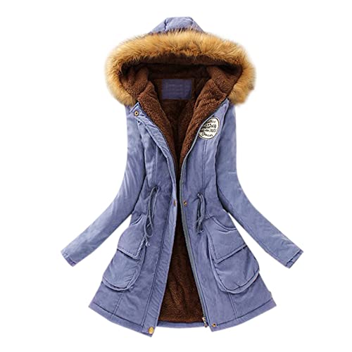 PTLLEND Winterjacke Plüschjacke Fleecejacke Windbreaker Winddicht Lang Winterjacke Leichte Outdoor Winterjacke Fleecejacke Teddyfleece Jacke Damen Regenjacke Damen Wandern Leicht von PTLLEND