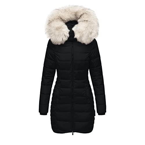 PTLLEND Women's Winter Jacket Parka Quilted Jacket with Hood Teddy Fur Lined Vegan Fur von PTLLEND