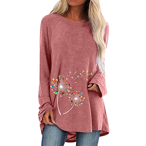 Shirt Boho Longshirts Damen Langarm Tunika Shirt Basic T-Shirt V-Ausschnitt Sweatshirt Reißverschluss Pullover Oversize Tops Frauen Casual Sexy Tshirt Lockere Oberteile Blusen von PTLLEND